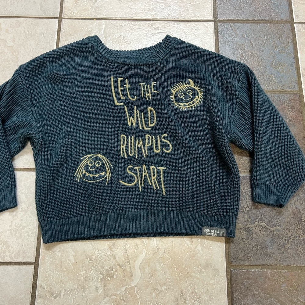 Boutique Dark Teal "Let the Wild Rumpus Start" Knit Sweater
